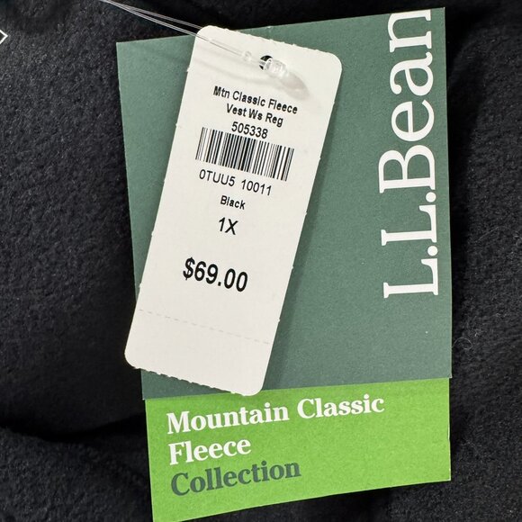 L.L. Bean Mountain Classic Fleece Vest Womens 1X Black Zip Outdoor NWT CJ-1963 - Picture 8 of 9